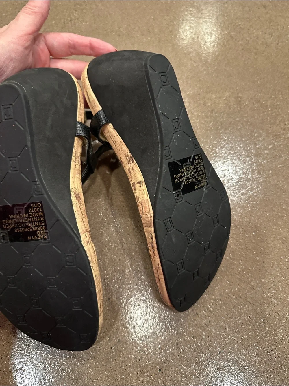 Chaps Black Cork Wedge Sandals - Women